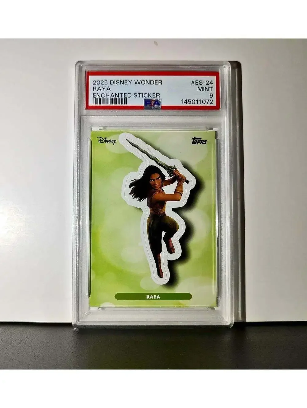 Raya 2025 Topps Disney #ES-24 Enchanted Sticker Card PSA 9